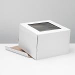 Коробка под торт с окном, 30 х 30 х 19 см