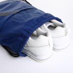 Мешок для обуви на шнурке, светоотражающая полоса, наружный карман, цвет синий