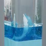 Лава-лампа  "Дельфин" LED от батареек, аквариум 3хАА USB синий 7,5х7,5х23см RISALUX