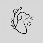 Термотрансфер «Пёсик с листьями и сердечками», 10 * 9 см