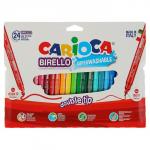 Фломастеры двусторонние 24 цвета, Carioca "Birello", 2.6 / 4.7 мм, смываемые, картонный конверт