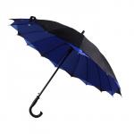 Зонт - трость полуавтоматический «Однотонный», двухслойный, 16 спиц, R = 52 см, цвет чёрный/синий
