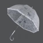 Зонт - трость полуавтоматический «Кружево», 8 спиц, R = 40 см, цвет белый/прозрачный