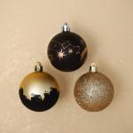 Ёлочные шары новогодние «Млечный путь», на Новый год, пластик, d-6, 3 шт., чёрное золото