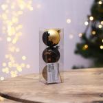 Ёлочные шары новогодние «Млечный путь», на Новый год, пластик, d-6, 3 шт., чёрное золото