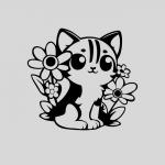 Термотрансфер «Котик в цветах», 10 * 10 см