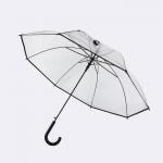 Зонт - трость полуавтоматический «Однотон», 8 спиц, R = 51 см, цвет прозрачный