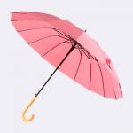 Зонт - трость полуавтоматический «Пастель», 16 спиц, R = 52 см, цвет розовый
