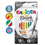 Фломастеры-кисть 10 цветов, Carioca "Super Brush", смываемые, мягкий и гибкий наконечник, супер яркие цвета, картон, европодвес