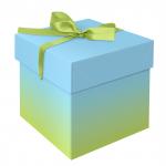Коробка складная подарочная MESHU Duotone. Blue-Green gradient, (15*15*15см), с лентой, MS_54172