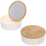 Зеркало настольное - органайзер с бамбуковой крышкой "БРАМИНГЕМ", цвет белый, 14,5*14*,5см (коробка)