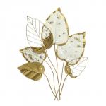 Декор настенный металл "Букет из скелетированных листьев" бело-золотые 90х71х5 см