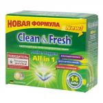 Таблетки для ПММ Clean&Fresh. 20гр. Растворимая оболочка; 14 шт