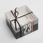 Коробка для капкейков, кондитерская упаковка с PVC крышкой, 4 ячейки «23 февраля», 16 х 16 х 10 см