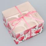 Коробка для капкейка, кондитерская упаковка, 4 ячейки «Только для тебя», 16 х 16 х 10 см