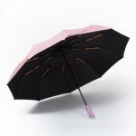 Зонт автоматический «Однотон», с фонарем, 3 сложения, 10 спиц, R = 51 см, цвет розовый