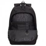 Рюкзак молодёжный 45 х 32 х 23 см, Grizzly, эргономичная спинка, отделение для ноутбука, чёрный