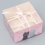 Коробка для капкейка, кондитерская упаковка, 4 ячейки «От всего сердечка», 16 х 16 х 10 см