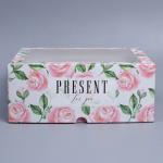 Коробка для капкейков, кондитерская упаковка с окном, 9 ячеек «Розы», 25 х 25 х 10 см