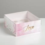 Коробка для капкейков, кондитерская упаковка, 4 ячейки «Love», 16 х 16 х 7.5 см