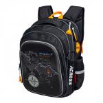 Рюкзак школьный 40х33х15см, эргономичная спинка, Across 410, черный/оранжевый