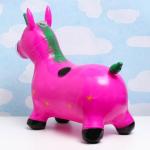 Игрушка - прыгун детская "Музыкальный Единорог" резиновая надувная, 50х30см, фиолетовый