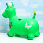 Игрушка - прыгун детская "Коровка" резиновая надувная, 50х29см, зеленая