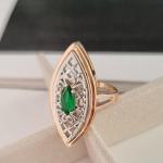 Кольцо коллекция Дубай двойное покрытие позолота с серебром вставка камень цвет зеленый