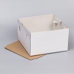Коробка под торт, с окном, белая, 30 х 30 х 19 см