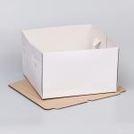 Коробка под торт, белая, 30 х 30 х 19 см