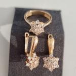 Комплект ювелирной бижутерии Дубайское золото серьги и кольцо