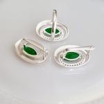 Комплект ювелирной бижутерии коллекция Дубай серьги и кольцо посеребрение с позолотой вставка камень зеленый