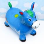 Игрушка - прыгун детская "Музыкальная Лошадка" резиновая надувная, 50х30см, синяя