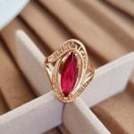 Кольцо коллекция Дубай покрытие позолота вставка камень цвет малиновый