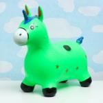 Игрушка - прыгун детская "Музыкальный Единорог" резиновая надувная, 50х30см, зеленый