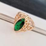 Кольцо коллекция Дубай покрытие позолота вставка камень цвет зеленый