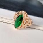 Кольцо коллекция Дубай покрытие позолота вставка камень цвет зеленый