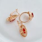Комплект ювелирной бижутерии коллекция Дубай серьги и кольцо покрытие позолота вставка камень цвет красный