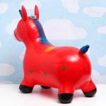 Игрушка - прыгун детская "Музыкальный Единорог" резиновая надувная, 50х30см, красный