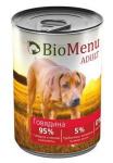 #(А) BioMenu ADULT Консервы д/собак Говядина 95% МЯСО, 410 гр*12
