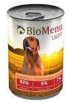 #(А) BioMenu LIGHT Консервы д/собак Индейка с коричневым рисом 93%-МЯСО 410 гр*12 15%