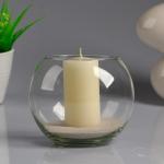 Ваза-подсвечник "Классика" с белой свечой, 12*10 см, 9 ч, шар, стекло