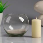 Ваза-подсвечник "Классика" с белой свечой, 12*10 см, 9 ч, шар, стекло