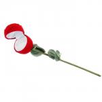 Футляр бархатный под кольцо «Роза на стебле» 4,5*4,5, цвет красно-зелёный, вставка белая