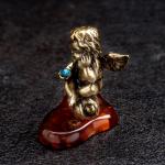 Сувенир "Ангел в позе лотоса", латунь, янтарь, 2х3х2,5 см