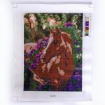 Алмазная мозаика 30 * 40 см, (частичное заполнение) «Лошадка в цветах»