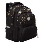 Рюкзак школьный, 39 х 30 х 20 см, Grizzly, эргономичная спинка, + брелок, чёрный