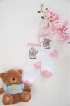 Детские носки стандарт Мишка-Ангел комплект 1 пара Белый/розовый