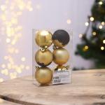 Ёлочные шары новогодние «Новогодних чудес!», на Новый год, пластик, d=6, 6 шт., цвет золотой