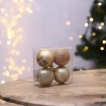 Ёлочные шары новогодние «Время вечеринки», на Новый год, пластик, d=6, 4 шт., цвет жемчужный